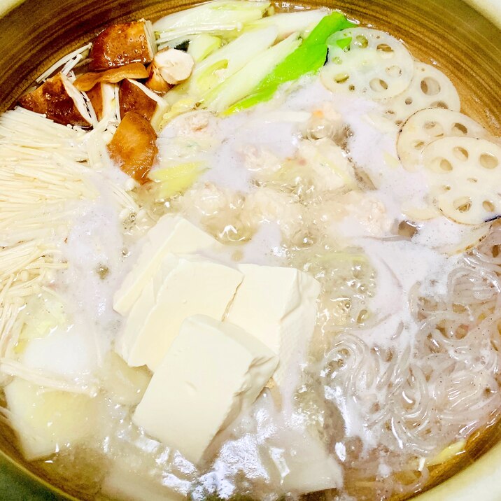 シャキシャキ☆れんこんと新生姜☆水炊き